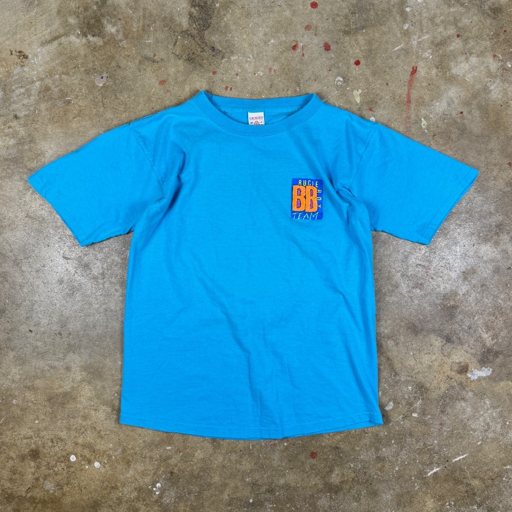 Vintage‎ Bugle Boy Team Logo T-Shirt Men's Medium Blue 90s Graphic USA Made